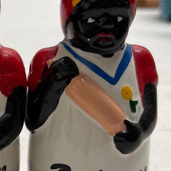 Bahama Mama Lady In The Red Dress 2 Toothpick Holders and One Salt Shaker - Picture 5 of 9